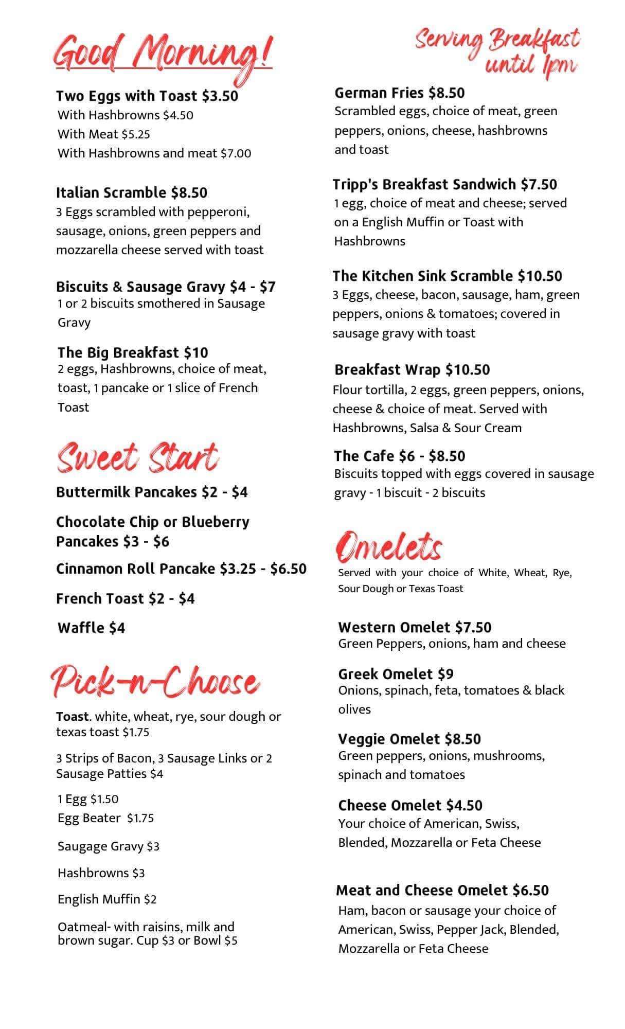 ice scream menu