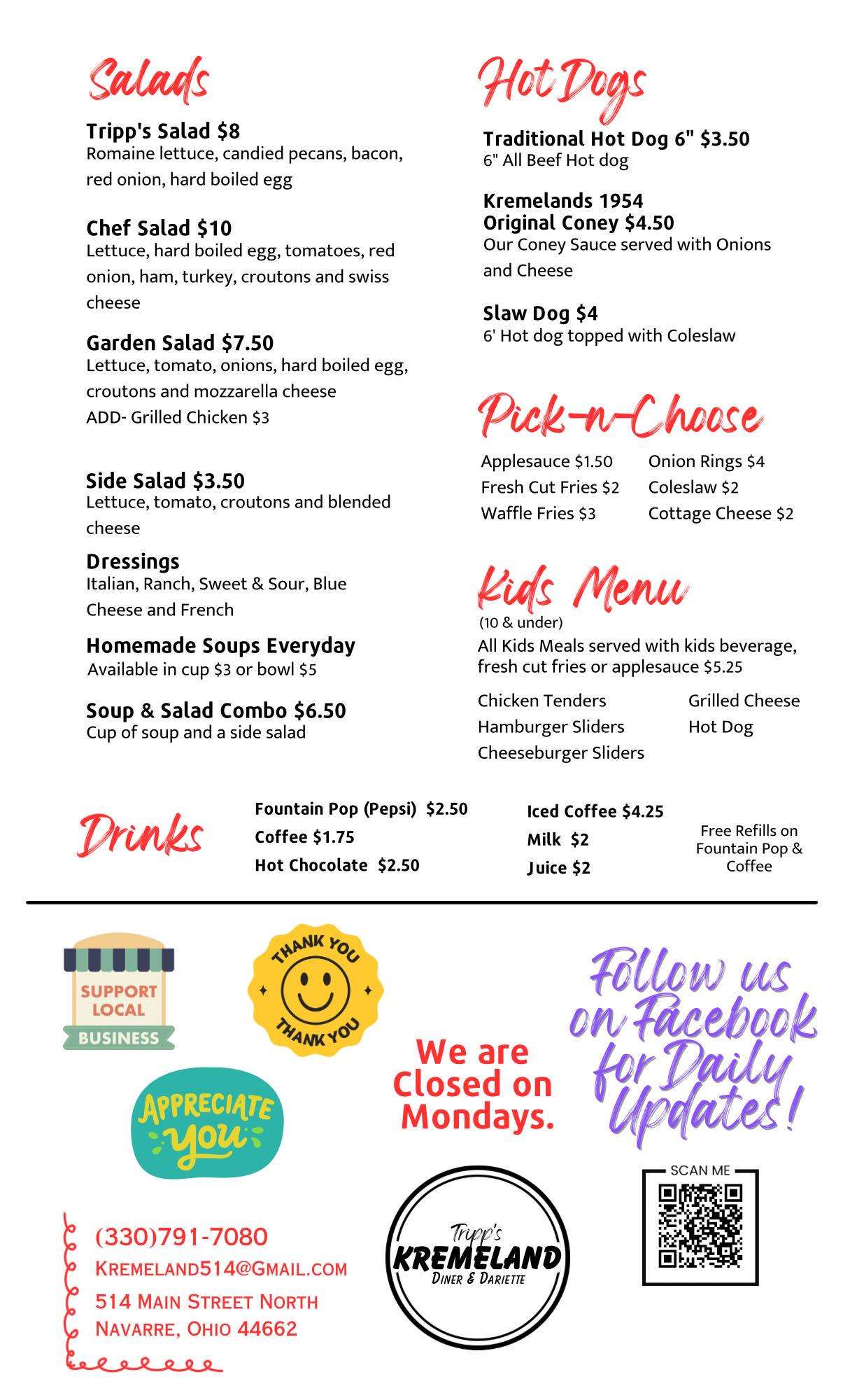 ice scream menu